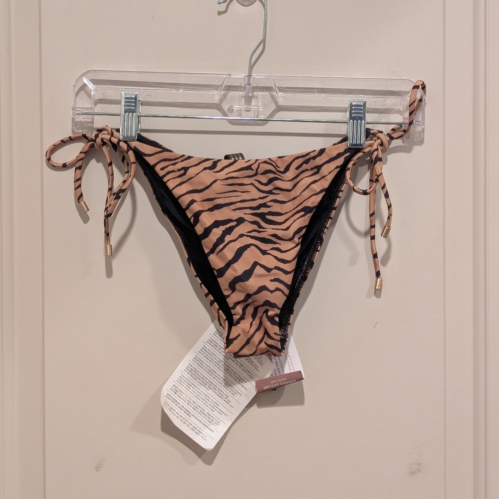 VIX PAULA HERMANNY Tiger-Print Low-Rise Bikini Bottoms Size Large